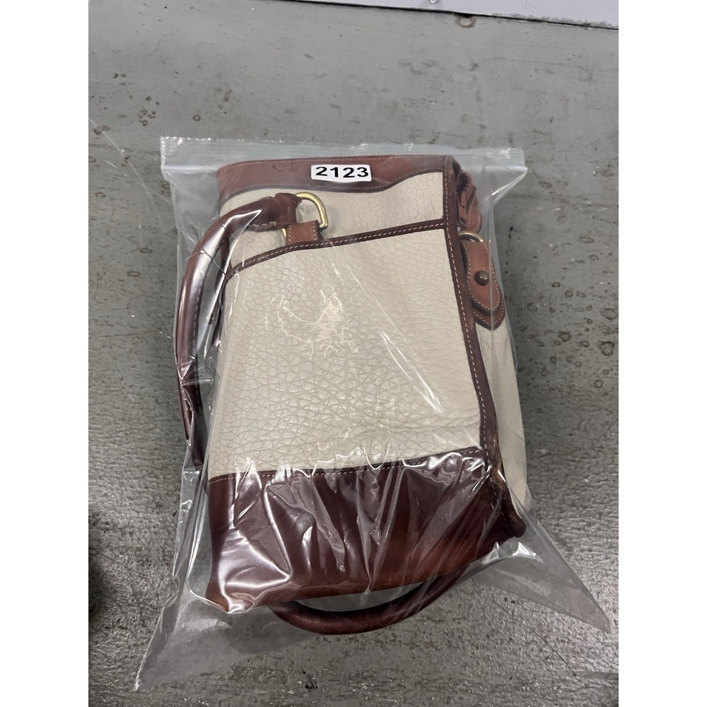 Vintage Dooney & Bourke All Weather Leather Purse Saddle Brown Pebbled‎ Beige - Picture 12 of 12
